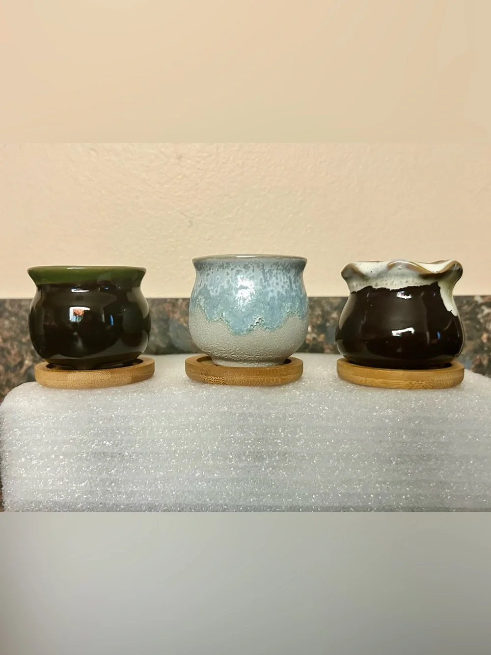 2.1 Inch Succulent Pots with Drainage and Base.  This is a set of 6.